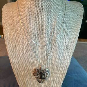 J Rogers sterling etched heart and necklace